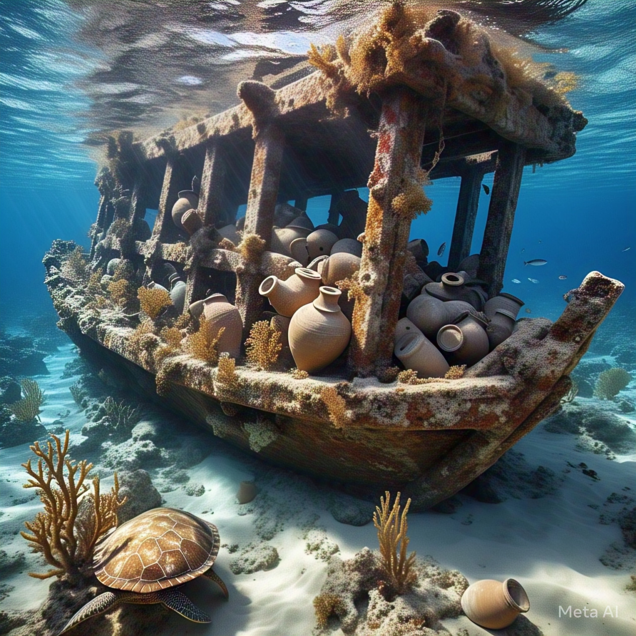 Ancient Greek shipwreck with amphorae